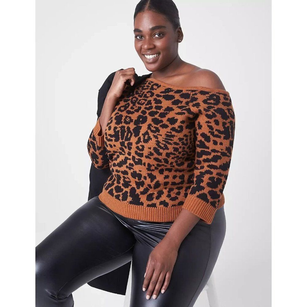 Lane Bryant Fitted One-Shoulder Jacquard Sweater Size 22 / 24